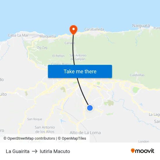 La Guairita to Iutirla Macuto map