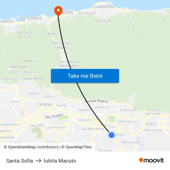 Santa Sofía to Iutirla Macuto map