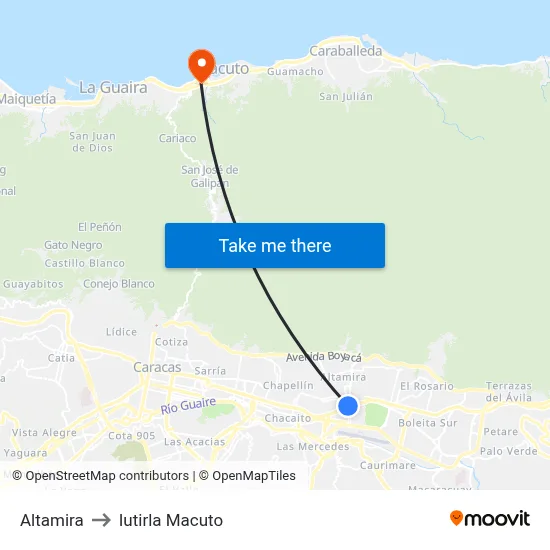 Altamira to Iutirla Macuto map