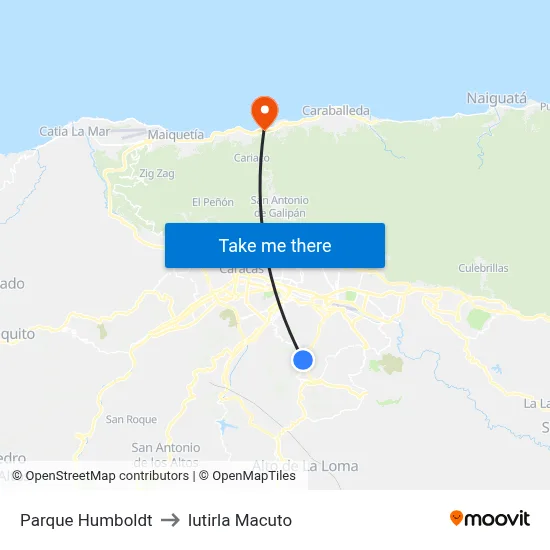 Parque Humboldt to Iutirla Macuto map