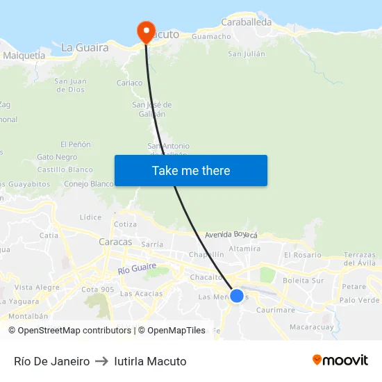 Río De Janeiro to Iutirla Macuto map