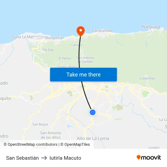 San Sebastián to Iutirla Macuto map