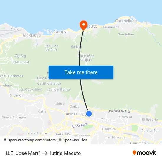 U.E. José Martí to Iutirla Macuto map
