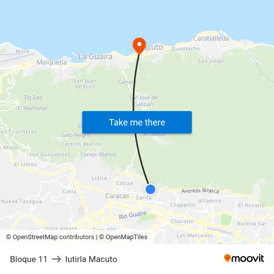 Bloque 11 to Iutirla Macuto map