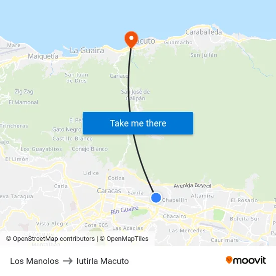 Los Manolos to Iutirla Macuto map