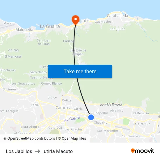 Los Jabillos to Iutirla Macuto map