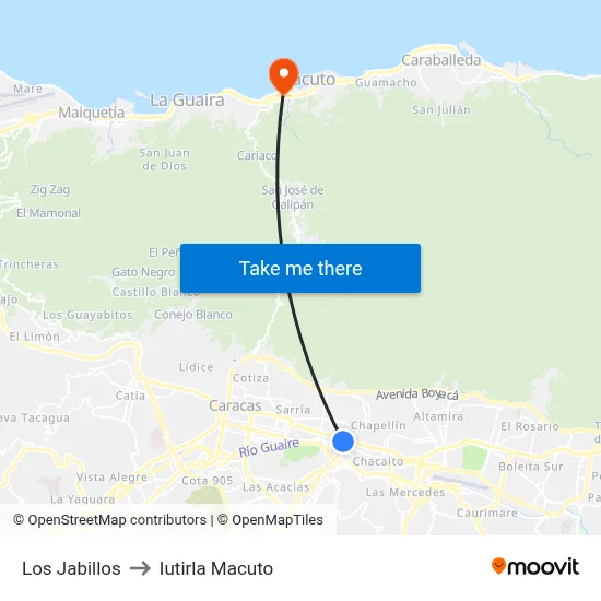 Los Jabillos to Iutirla Macuto map