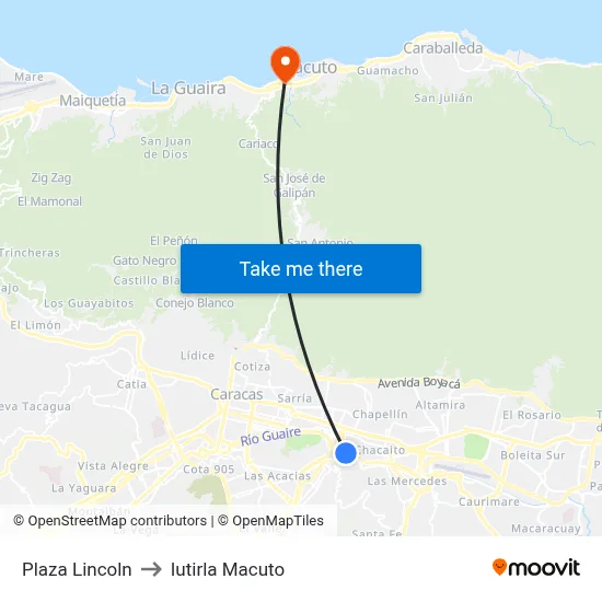 Plaza Lincoln to Iutirla Macuto map