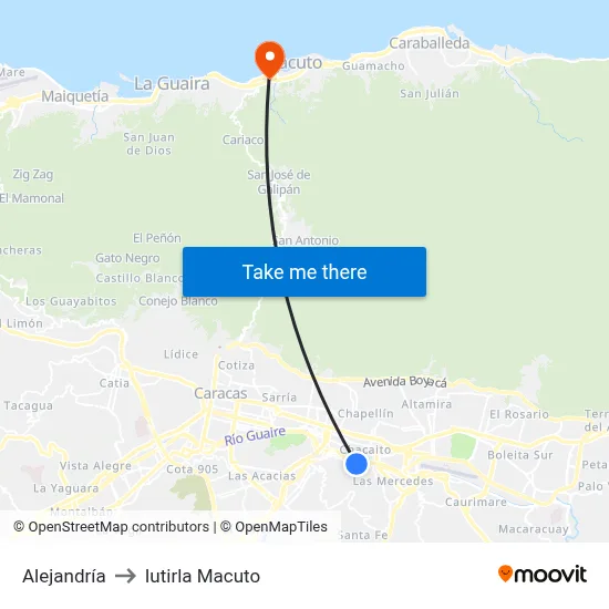 Alejandría to Iutirla Macuto map