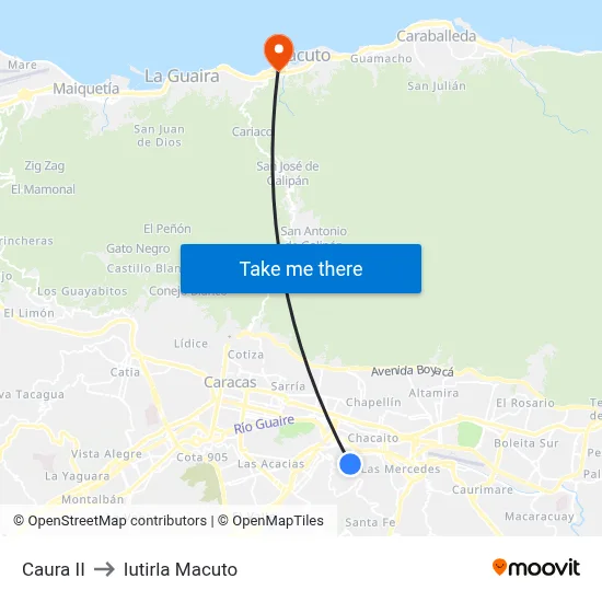 Caura II to Iutirla Macuto map