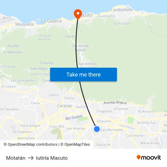 Motatán to Iutirla Macuto map