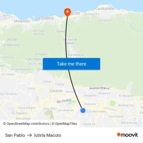 San Pablo to Iutirla Macuto map