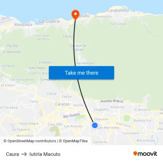 Caura to Iutirla Macuto map