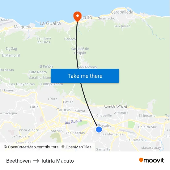 Beethoven to Iutirla Macuto map