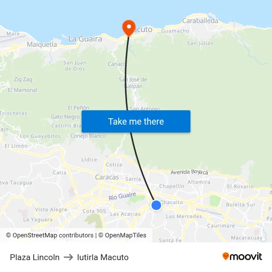 Plaza Lincoln to Iutirla Macuto map