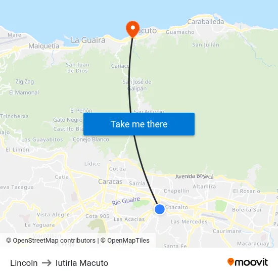 Lincoln to Iutirla Macuto map