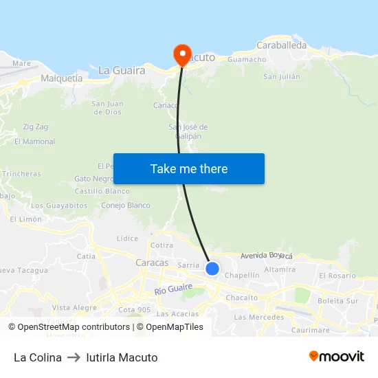 La Colina to Iutirla Macuto map