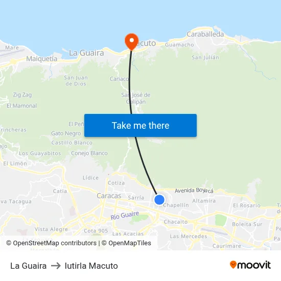 La Guaira to Iutirla Macuto map