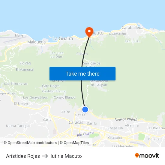 Arístides Rojas to Iutirla Macuto map