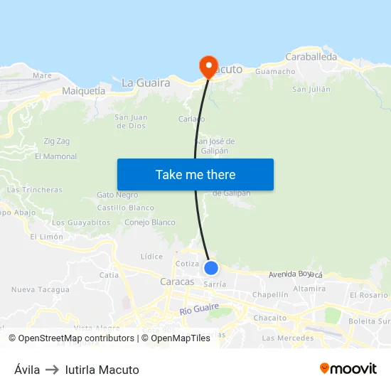 Ávila to Iutirla Macuto map