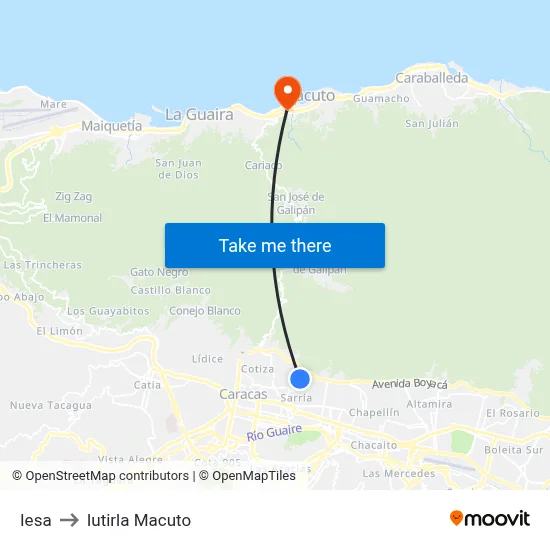 Iesa to Iutirla Macuto map