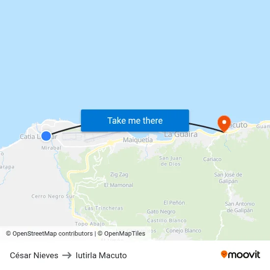 César Nieves to Iutirla Macuto map