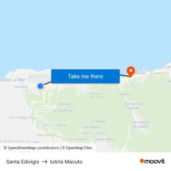 Santa Edivigis to Iutirla Macuto map