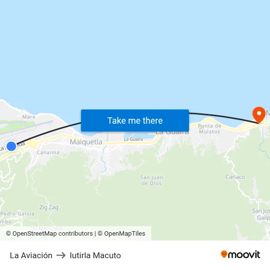 La Aviación to Iutirla Macuto map