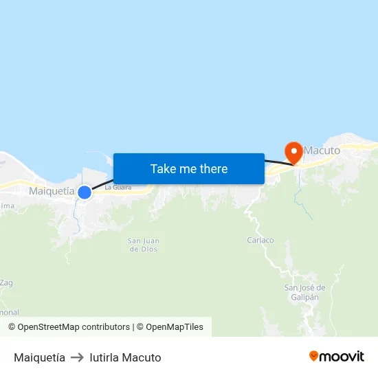 Maiquetía to Iutirla Macuto map
