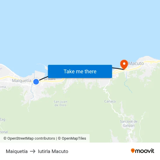 Maiquetía to Iutirla Macuto map
