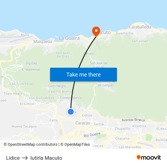 Lídice to Iutirla Macuto map