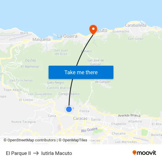 El Parque II to Iutirla Macuto map