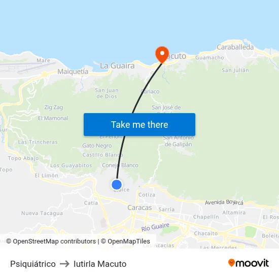 Psiquiátrico to Iutirla Macuto map