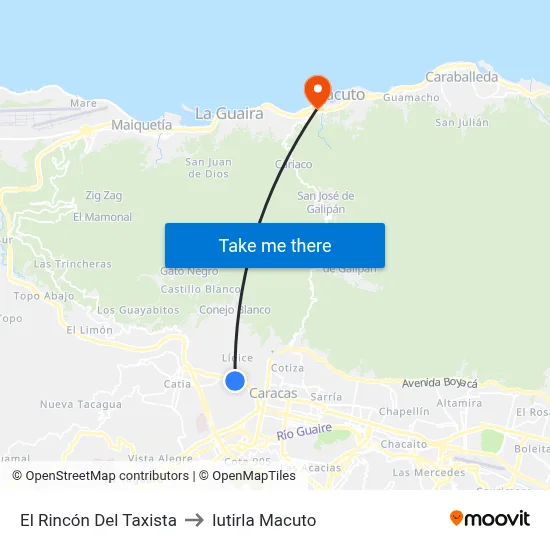 El Rincón Del Taxista to Iutirla Macuto map