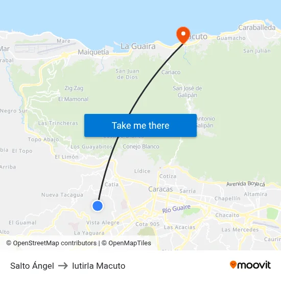 Salto Ángel to Iutirla Macuto map