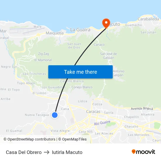 Casa Del Obrero to Iutirla Macuto map
