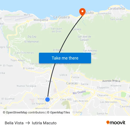 Bella Vista to Iutirla Macuto map