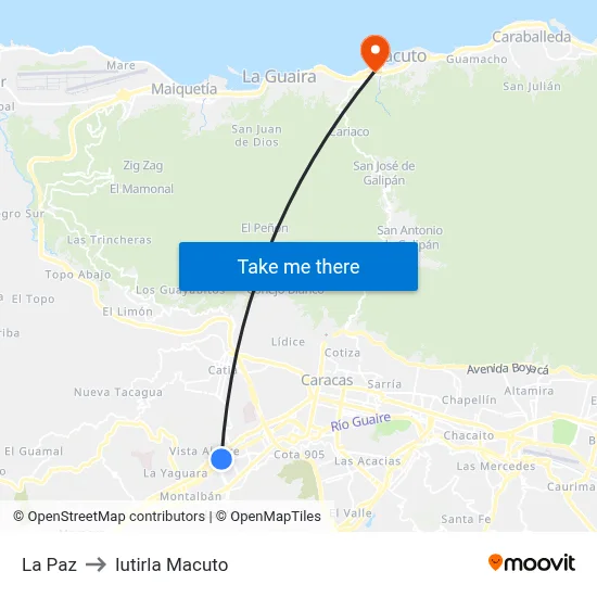 La Paz to Iutirla Macuto map