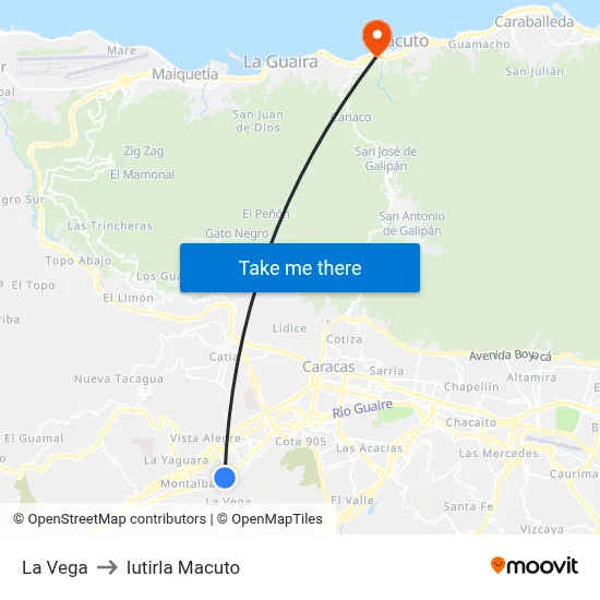 La Vega to Iutirla Macuto map