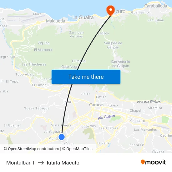 Montalbán II to Iutirla Macuto map