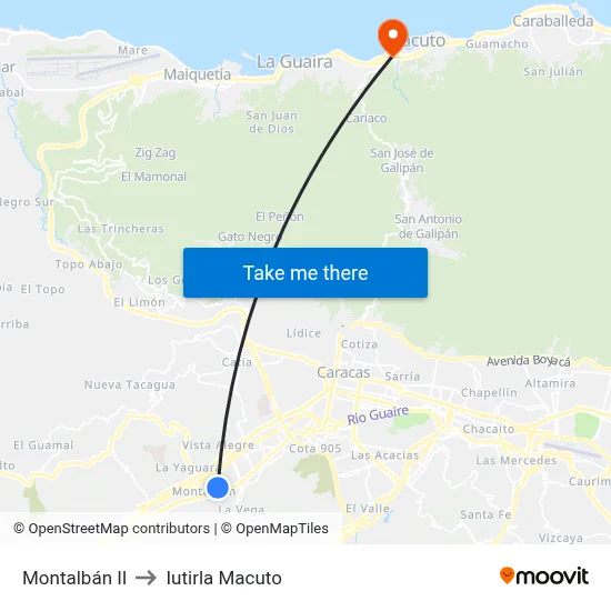 Montalbán II to Iutirla Macuto map