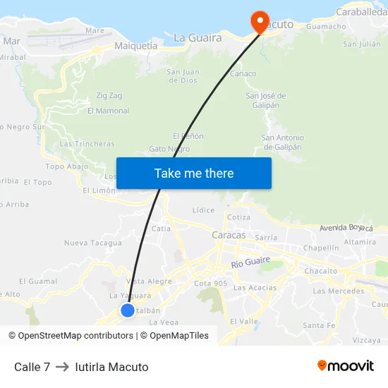 Calle 7 to Iutirla Macuto map