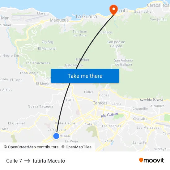 Calle 7 to Iutirla Macuto map