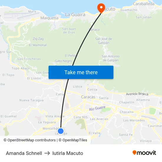 Amanda Schnell to Iutirla Macuto map