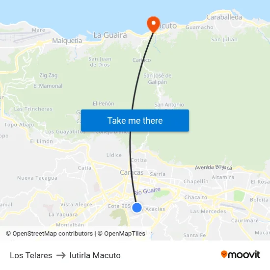 Los Telares to Iutirla Macuto map