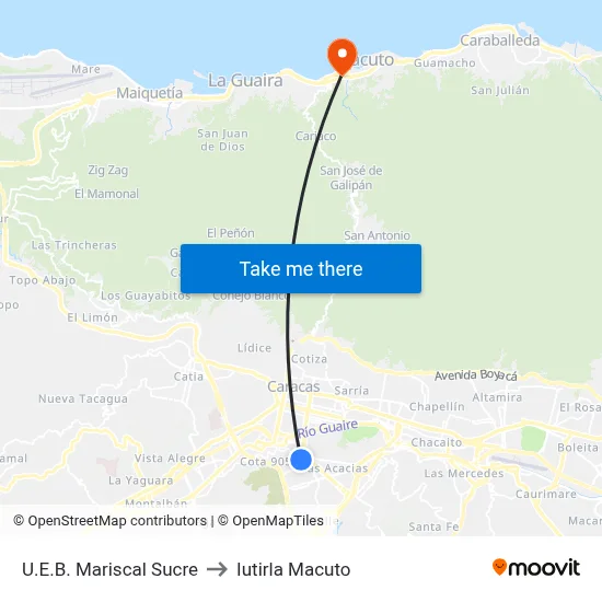 U.E.B. Mariscal Sucre to Iutirla Macuto map