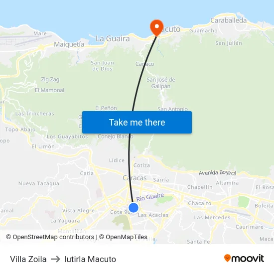 Villa Zoila to Iutirla Macuto map