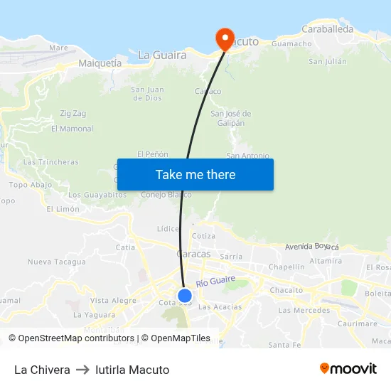 La Chivera to Iutirla Macuto map