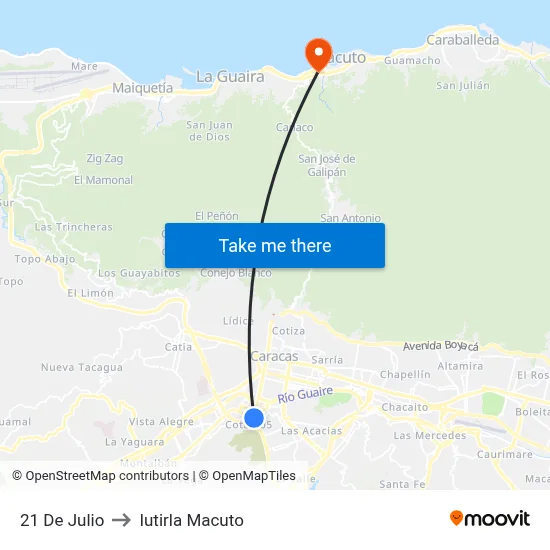 21 De Julio to Iutirla Macuto map
