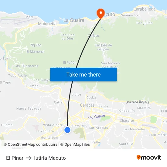 El Pinar to Iutirla Macuto map